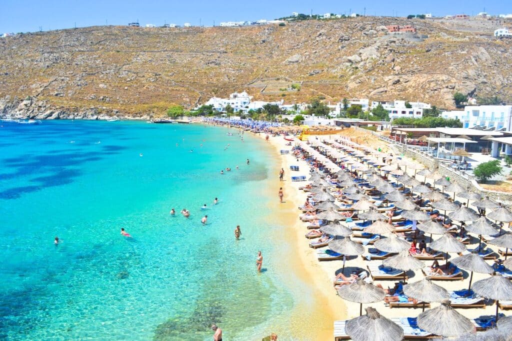 Psarou Beaches Mykonos Island Greece